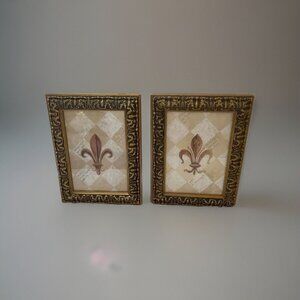 Fleur De Lis Framed Prints Gold Frame Set of Two